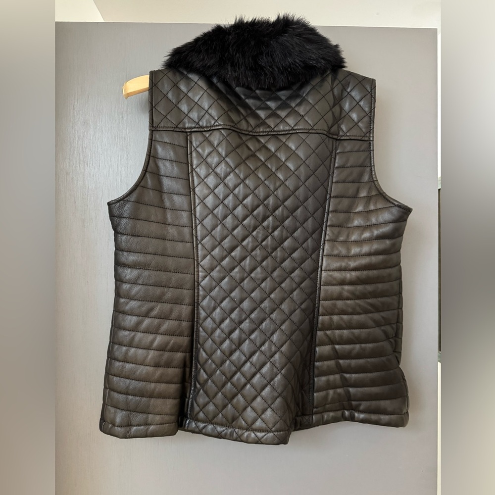 Tslbots Lambskin Black Lesther Quilted Womens Vest SZ XL - Picture 2 of 8